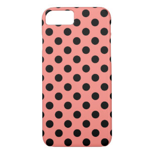 Black polka dots on peach iPhone 8/7 case