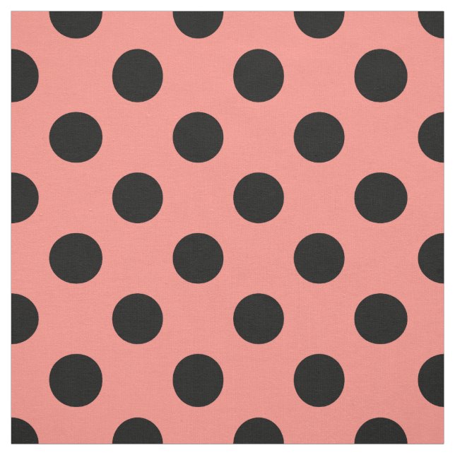 Black polka dots on peach fabric (Swatch)