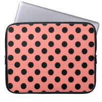 Black polka dots on peach