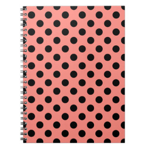 Black polka dots on peach notebook