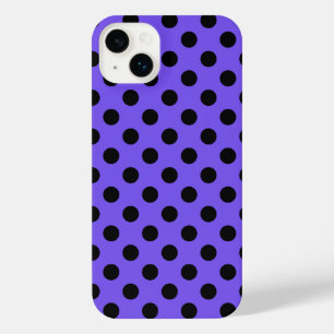 Black polka dots on periwinkle iPhone 14 plus case