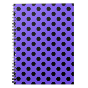 Black polka dots on periwinkle notebook