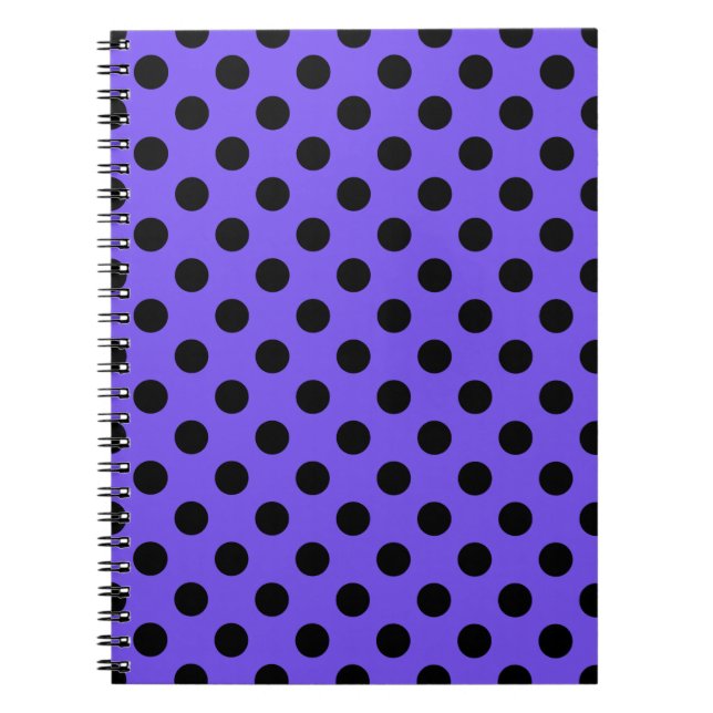 Black polka dots on periwinkle notebook (Front)