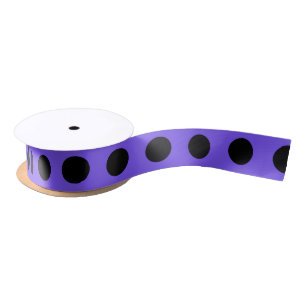 Black polka dots on periwinkle satin ribbon