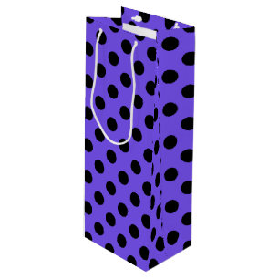 Black polka dots on periwinkle wine gift bag