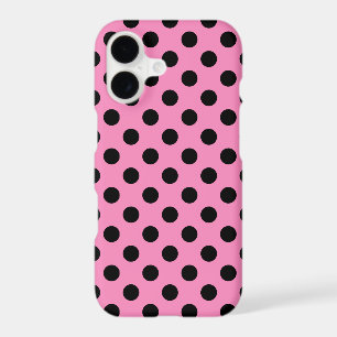 Black polka dots on pink 