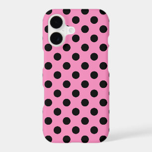 Black polka dots on pink