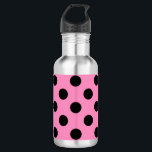 Black polka dots on pink 532 ml water bottle<br><div class="desc">Black polka dots on pink</div>