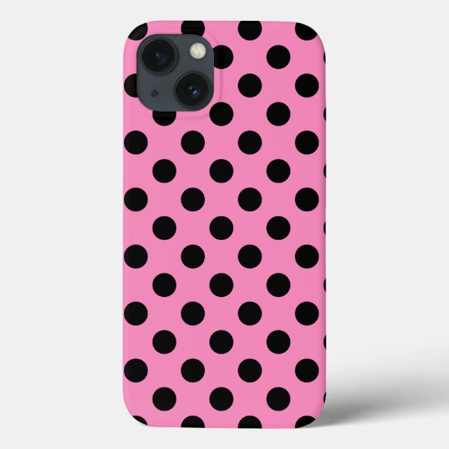Black polka dots on pink Case-Mate iPhone case (Back)