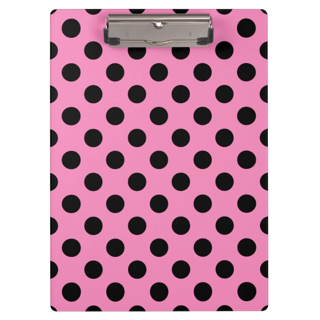 Black polka dots on pink clipboard (Front)