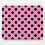 Black polka dots on pink mouse mat<br><div class="desc">Black polka dots on pink</div>