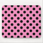 Black polka dots on pink mouse mat<br><div class="desc">Black polka dots on pink</div>