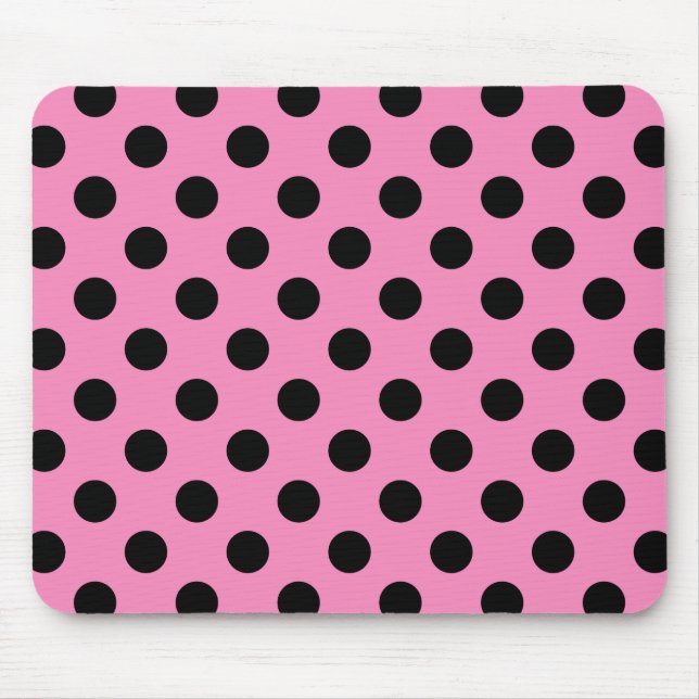 Black polka dots on pink mouse mat (Front)