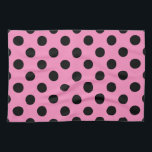 Black polka dots on pink tea towel<br><div class="desc">Black polka dots on pink</div>