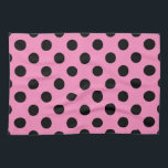 Black polka dots on pink tea towel<br><div class="desc">Black polka dots on pink</div>