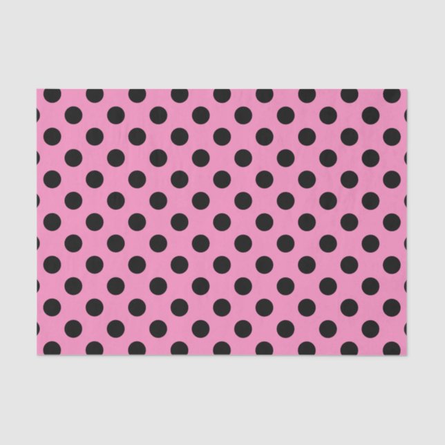 Black polka dots on pink tissue paper (Front)