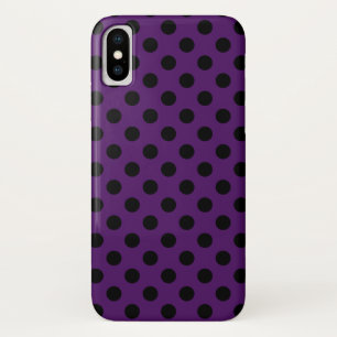 Black polka dots on plum purple iPhone x case