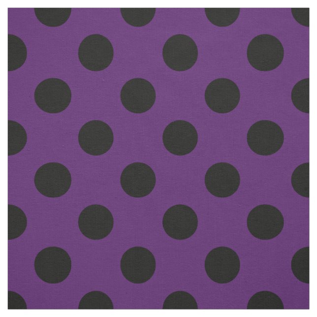 Black polka dots on plum purple fabric (Swatch)