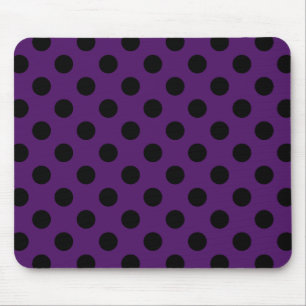 Black polka dots on plum purple mouse mat