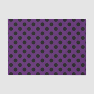 Black polka dots on plum purple tissue paper