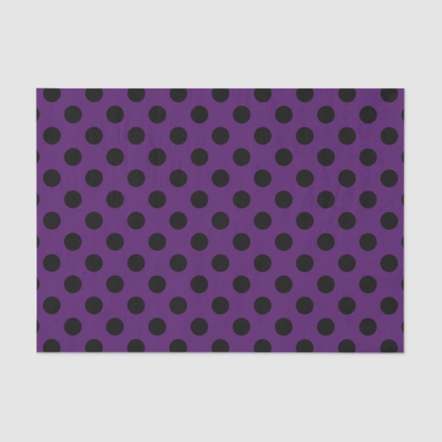 Black polka dots on plum purple tissue paper (Front)
