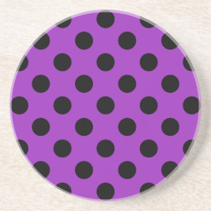 Black polka dots on purple coaster