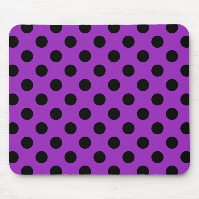 Black polka dots on purple mouse mat (Front)