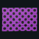 Black polka dots on purple tea towel<br><div class="desc">Black polka dots on purple</div>