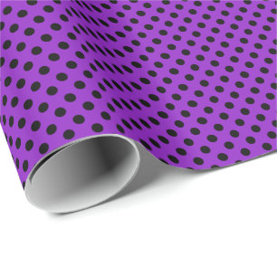 Black Polka Dots on Purple Wrapping Paper