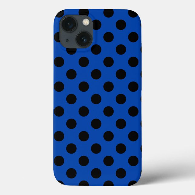 Black polka dots on royal blue Case-Mate iPhone ca Case (Back)