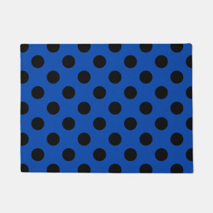 Black polka dots on royal blue doormat