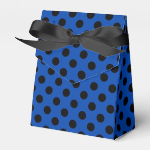 Black polka dots on royal blue favour box