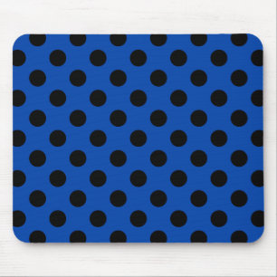 Black polka dots on royal blue mouse mat