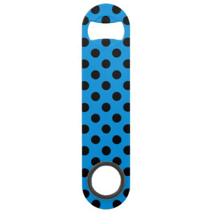 Black polka dots on sky blue