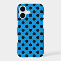Black polka dots on sky blue
