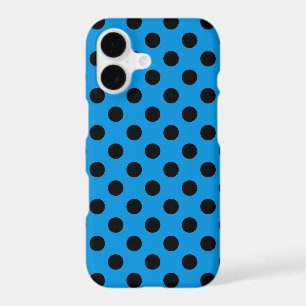 Black polka dots on sky blue