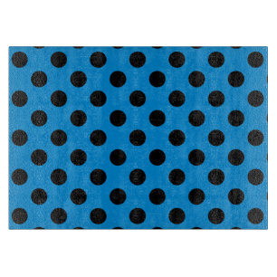 Black polka dots on sky blue cutting board