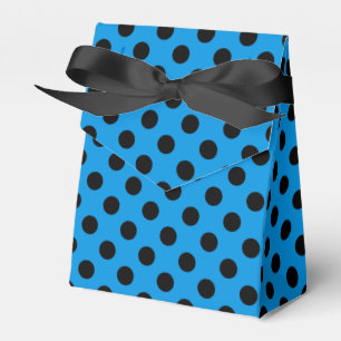 Black polka dots on sky blue favour box