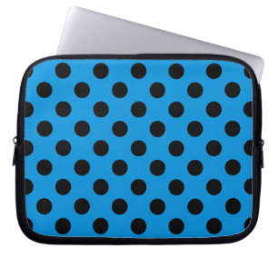 Black polka dots on sky blue laptop sleeve