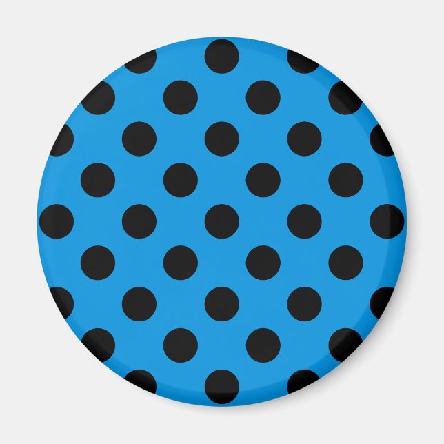 Black polka dots on sky blue magnet (Front)