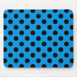 Black polka dots on sky blue mouse mat