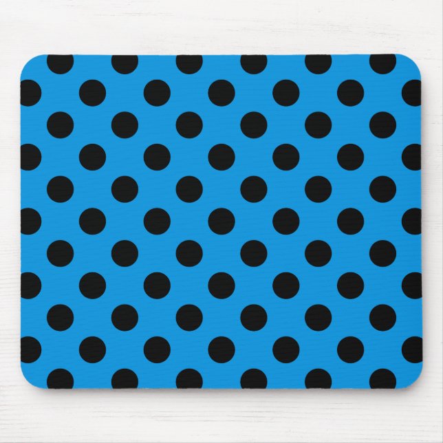 Black polka dots on sky blue mouse mat (Front)