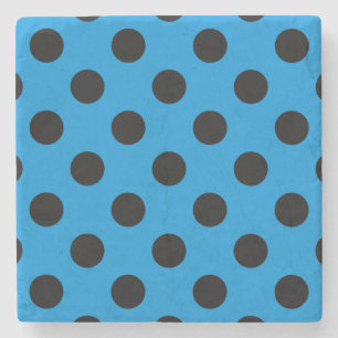Black polka dots on sky blue stone coaster
