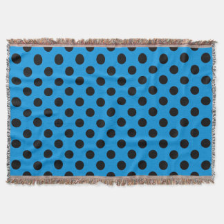 Black polka dots on sky blue throw blanket