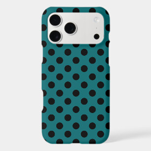 Black polka dots on teal