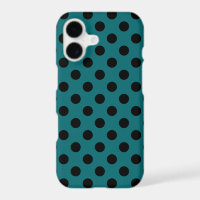 Black polka dots on teal