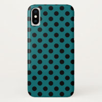 Black polka dots on teal