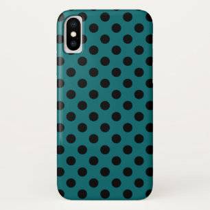 Black polka dots on teal iPhone x case