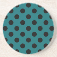 Black polka dots on teal