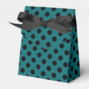 Black polka dots on teal favour box